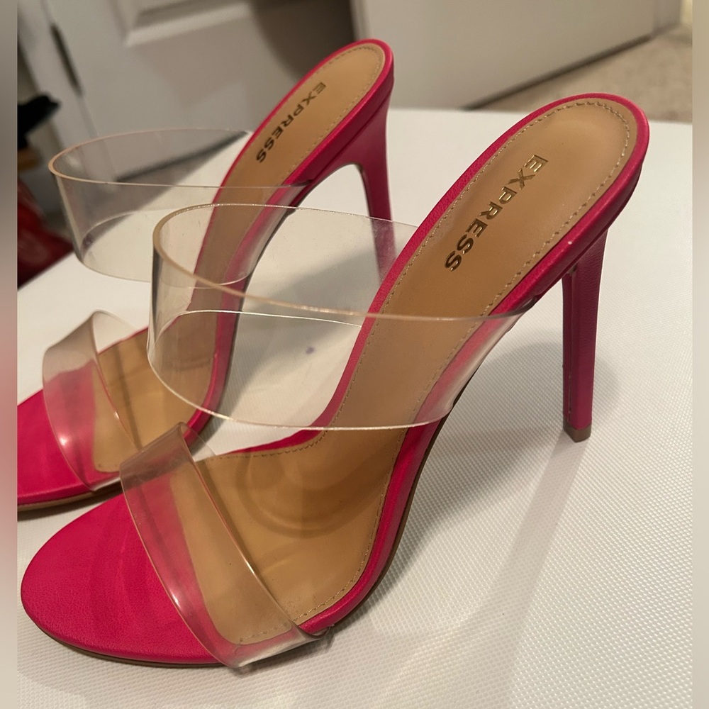 Express Fuchsia Heels with Transparent Straps